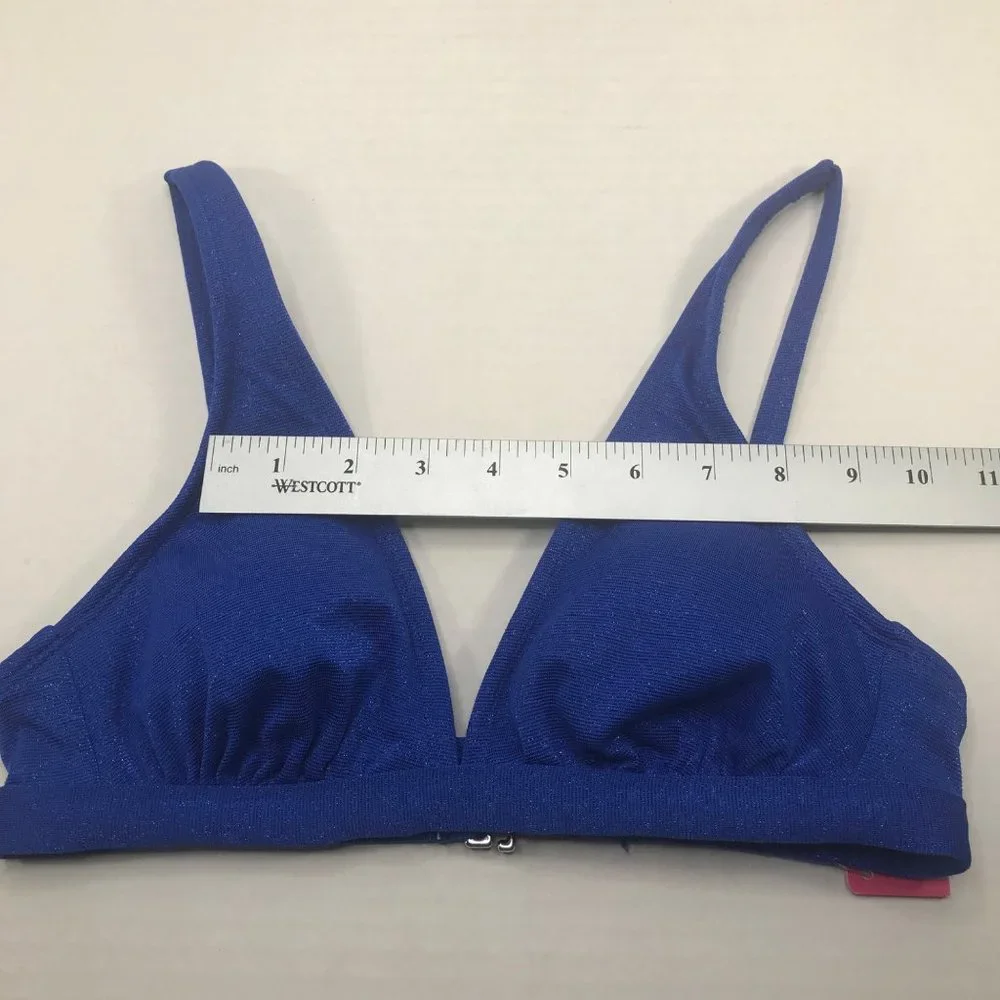 Xhilaration Junior's Size Small 0-2 Metallic Thread Bralette Bikini Top Blue New